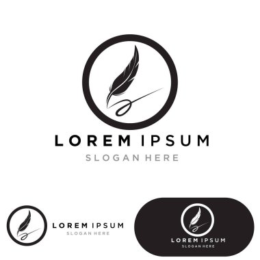 Tüy kalem logosu şablonu Vektör çizimi