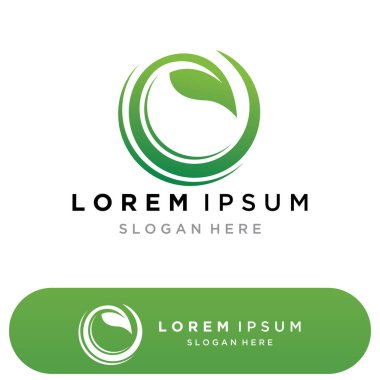 Eco Energy Vector Logo with leaf symbol. This logo is suitable for technology, recycle, organic.