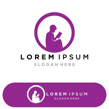 Kitap okuma logosu ve semboller şablon uygulamaları