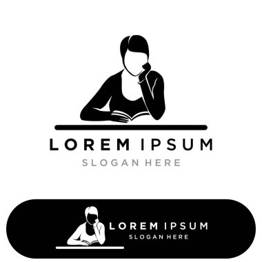 Kitap okuma logosu ve semboller şablon uygulamaları