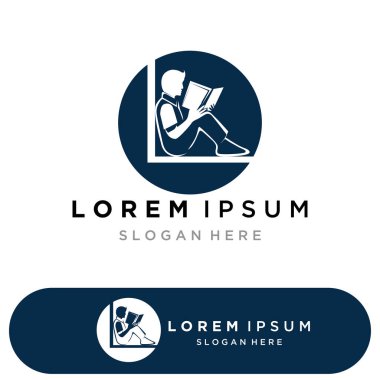 Kitap okuma logosu ve semboller şablon uygulamaları