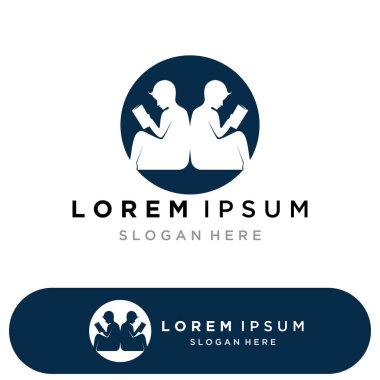 Kitap okuma logosu ve semboller şablon uygulamaları