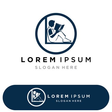 Kitap okuma logosu ve semboller şablon uygulamaları