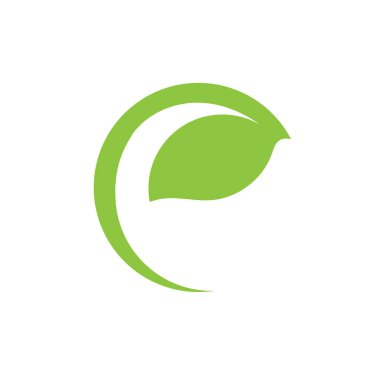 C yaprağı yeşil ekoloji doğa logosu