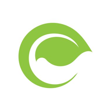 C yaprağı yeşil ekoloji doğa logosu