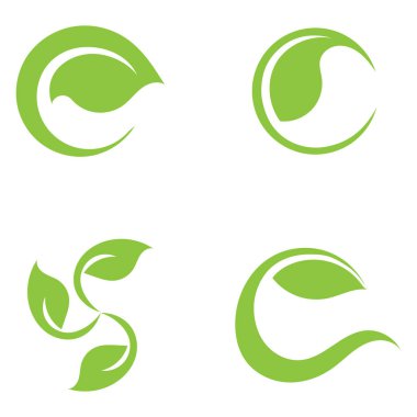 C yaprağı yeşil ekoloji doğa logosu