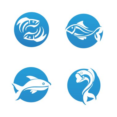 Balık soyut simge tasarım logo şablonu, balıkçılık kulübü veya çevrimiçi dükkanın yaratıcı vektör sembolü.  