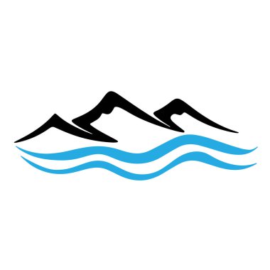 Logos of rivers, creeks, riverbanks and streams. River logo with combination of mountains and farmland with concept design vector illustration template.	