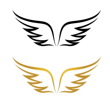Kanatlar altın ve siyah kuş logo vektör çizim şablonu