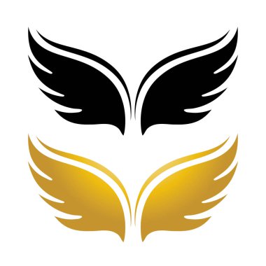 Kanatlar altın ve siyah kuş logo vektör çizim şablonu