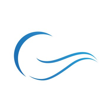 Dalga logosu. İşletme kimlik vektörü olarak biçimlendirilmiş okyanus veya akan deniz suyunun grafiksel sembolleri. İş amblemi şirketi için resimli su dalgası logosu