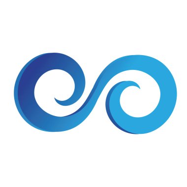 Dalga logosu. İşletme kimlik vektörü olarak biçimlendirilmiş okyanus veya akan deniz suyunun grafiksel sembolleri. İş amblemi şirketi için resimli su dalgası logosu