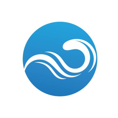 Dalga logosu. İşletme kimlik vektörü olarak biçimlendirilmiş okyanus veya akan deniz suyunun grafiksel sembolleri. İş amblemi şirketi için resimli su dalgası logosu