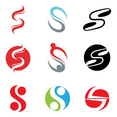 S harfi logo tasarım şablonu elementleri