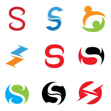 S harfi logo tasarım şablonu elementleri