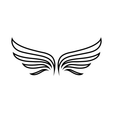 Siyah beyaz bir logo dizaynında stilize edilmiş bir çift kanat..