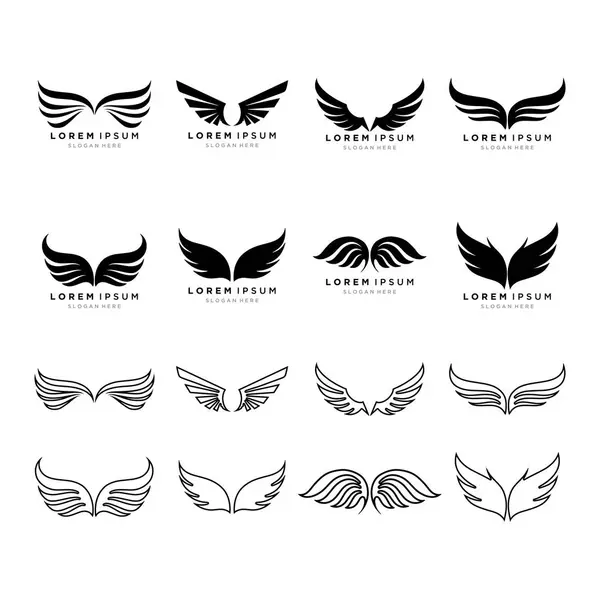 Стилізована Пара Крил Чорно Білому Дизайні Логотипу Ліцензійні Стокові Ілюстрації