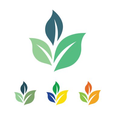 Dört yeşil yaprak ve girdap dostu logo koleksiyonu.