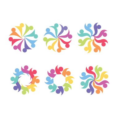 Takım grup insanları, Topluluk, ağ ve sosyal simge tasarım şablonu