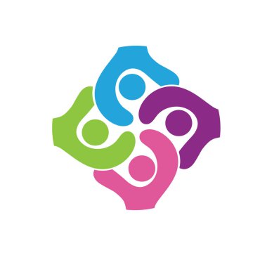 Renkli figürler birlik ve beraberliği kutlayan bir çember oluşturuyorlar..