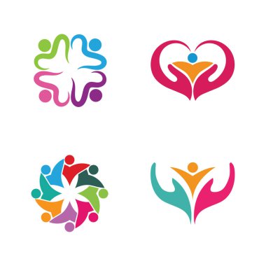 Renkli figürler birlik ve beraberliği kutlayan bir çember oluşturuyorlar..