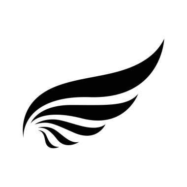 Bir stilize tüy minimalist kanat siyah ve beyaz vektör çizimi.