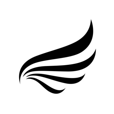Bir stilize tüy minimalist kanat siyah ve beyaz vektör çizimi.