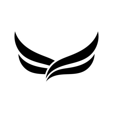 Bir stilize tüy minimalist kanat siyah ve beyaz vektör çizimi.
