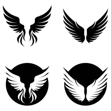 Black wings logo spread wide represent freedom and power. clipart