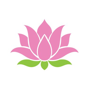 Pembe nilüfer çiçeği yeşil tasarım logosu