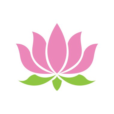 Pembe nilüfer çiçeği yeşil tasarım logosu