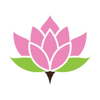 Pembe nilüfer çiçeği yeşil tasarım logosu
