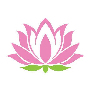 Pembe nilüfer çiçeği yeşil tasarım logosu