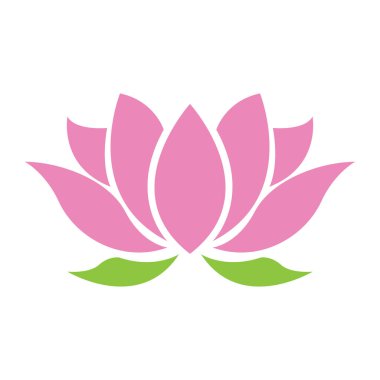 Pembe nilüfer çiçeği yeşil tasarım logosu