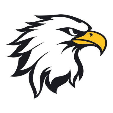 kartal başı profili siyah beyaz sarı logo v12