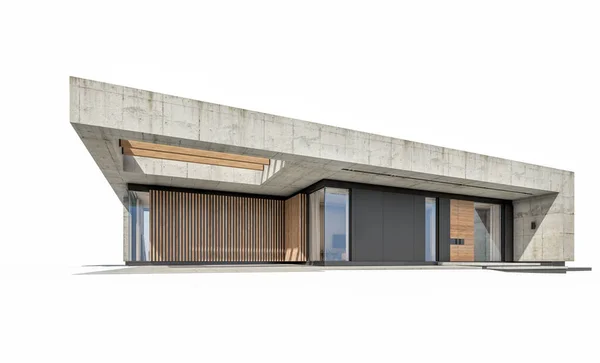 Rendering Von Neuen Betonhaus Modernen Stil Mit Pool Und Parkplatz — Stockfoto