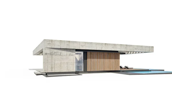 Rendering New Concrete House Modern Style Pool Parking Sale Rent — ストック写真