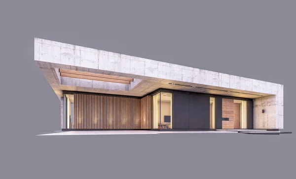 Renderização Casa Concreto Novo Estilo Moderno Com Piscina Estacionamento Para — Fotografia de Stock