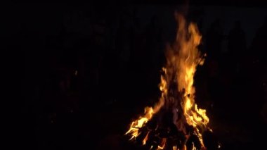 Pune, Maharashtra, Hindistan 9 Mart 2020: Hindu Holi Festivali 'ni kutlayan tanımlanamayan insanlar, Holika Dahan' ı ahşap yakarak kutluyorlar..