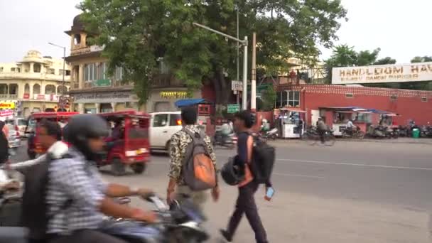 Jaipur India Sie 2019 Vibrant Street Scene Traffic Driving Popular — Wideo stockowe