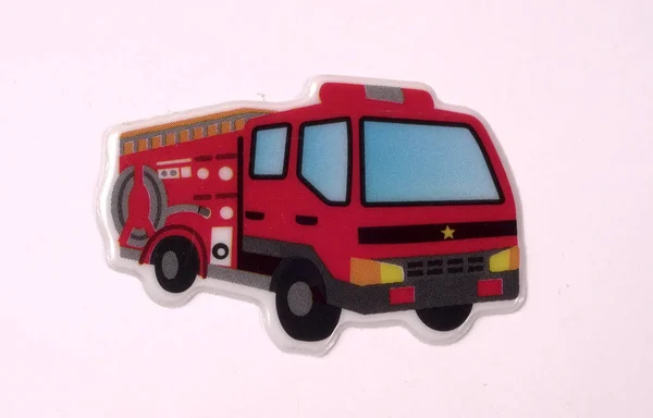 Наклейка Автомобиля Пожарной Машины Белом Фоне — стоковое фото