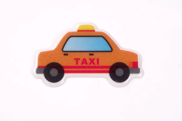 Taxi Auto Nálepka Bílém Pozadí — Stock fotografie