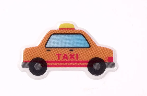 Taxi Auto Nálepka Bílém Pozadí — Stock fotografie