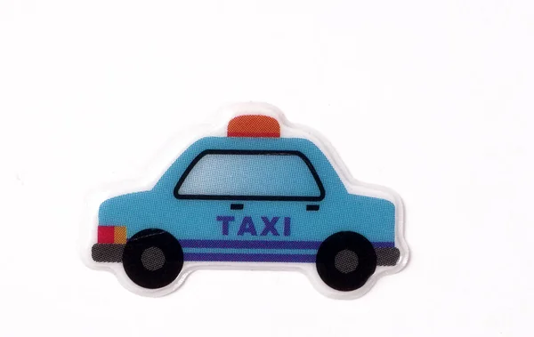Táxi Carro Adesivo Fundo Branco — Fotografia de Stock