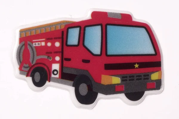 Наклейка Автомобиля Пожарной Машины Белом Фоне — стоковое фото