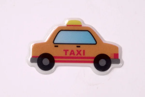 Taxi Adesivo Auto Sfondo Bianco — Foto Stock