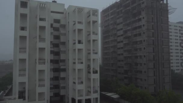 Pohled Budovy Staveništi Asijském Městě — Stock video