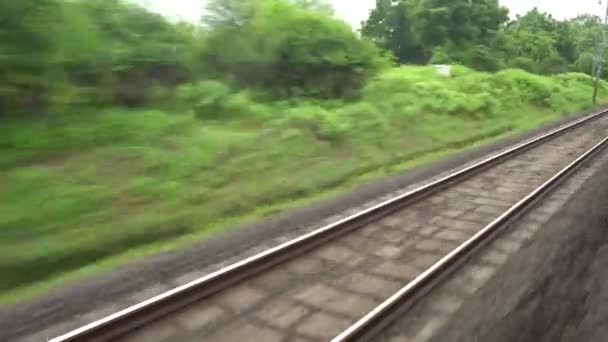Вид Поезда Железная Дорога Рельсами Галстуками — стоковое видео