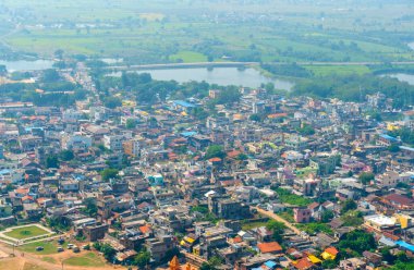 Ramtek köyünün, Nagpur 'un, Maharashtra' nın, Hindistan 'ın hava manzarası..