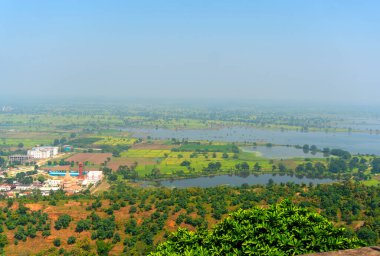Ramtek köyünün, Nagpur 'un, Maharashtra' nın, Hindistan 'ın hava manzarası..